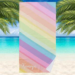 Preppy Kleurrijke Regenboog Gestreepte Moderne Min Strandlaken