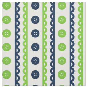 Preppy knop schaalrand streep - Marineblauw & Limo Stof