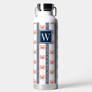 Preppy Krab - Griekse Sleutel Koraal & Marine Mono Waterfles