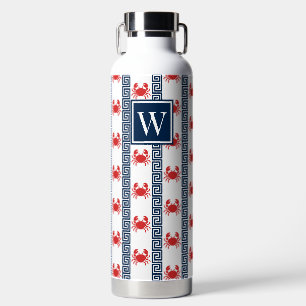 Preppy Krab - Griekse Sleutel Rood & Marineblauw M Waterfles