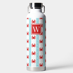 Preppy Krab - Griekse Sleutel Rood & Turquoise Mon Waterfles