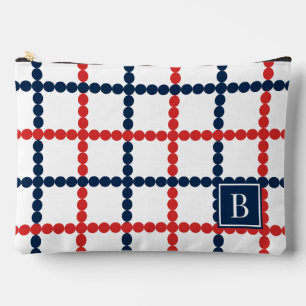 Preppy kralen Windowpane Rood & Marineblauw Etui
