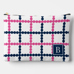 Preppy kralen Windowpane Roze & Marineblauw Etui