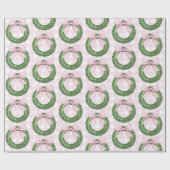 Preppy Krans met Pink Gingham Bow Cadeaupapier (Vlak)