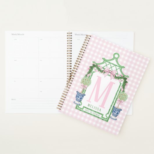 Preppy Krans met Pink Gingham Bow Planner (Display)