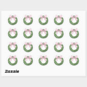 Preppy Krans met Pink Gingham Bow Ronde Sticker (Vel)