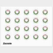 Preppy Krans met Pink Gingham Bow Ronde Sticker (Vel)