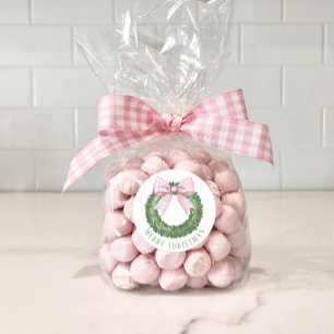 Preppy Krans met Pink Gingham Bow Ronde Sticker