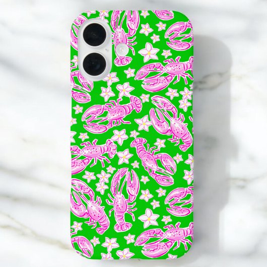 Preppy Kreeft Bloem Roze Groen Patroon Case-Mate iPhone Case