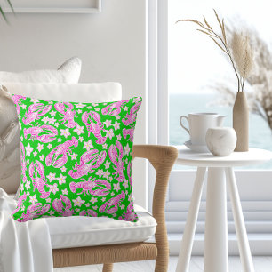 Preppy Kreeft Bloem Roze Groen Patroon Kussen