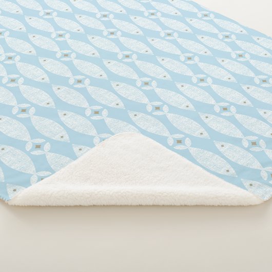 Preppy kustblauwe vis sherpa deken (3/4)