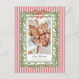 Preppy Kustboog Familie Foto Kerstvakantie  Feestdagenkaart