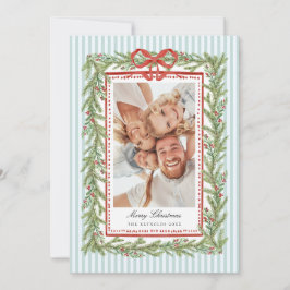 Preppy kustboog familie foto kerstvakantie  feestdagenkaart