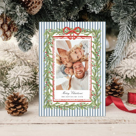 Preppy kustboog familie foto kerstvakantie  feestdagenkaart