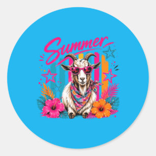 Preppy Kustgeit Zomer Gestreept Retro Grafisch Ronde Sticker