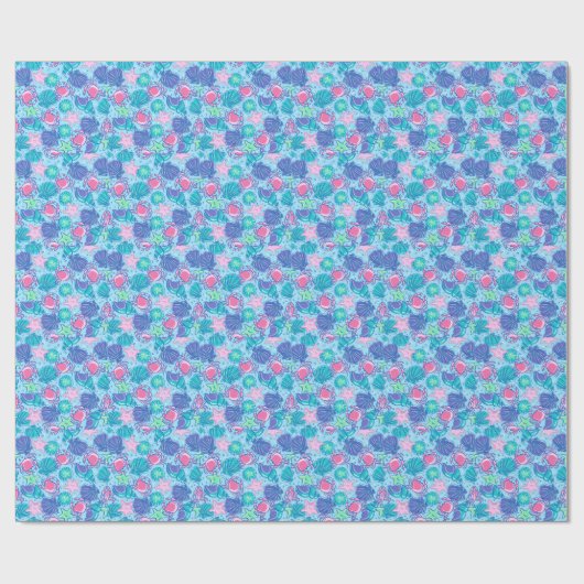 Preppy Kuststrand Shell Krab Cadeaupapier (Vlak)