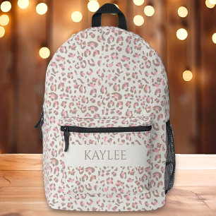 Preppy Leopard Animal Print Aangepaste naam Bedrukte Rugzak