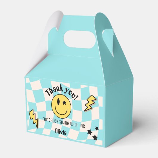 Preppy Lichtblauw Y2K Retro Verjaardag Favoriet Bo Bedankdoosjes (Voorkant Zijde)