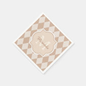 Preppy Light Brown Argyle Girly Monogram en naam Servet (Hoek)