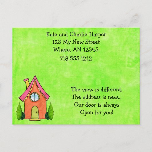 Preppy Lime Vert Et Rose Nouvelle Adresse Carte De (Devant)