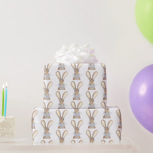 Preppy Little Blue Bow Baby shower Boy Rabbit Cadeaupapier