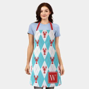 Preppy Lobster Argyle - Rood & Turquoise Monogram Schort