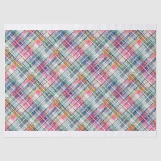 Preppy Madras Diagonaal Plaid Weefselpapier Tissuepapier (Voorkant)