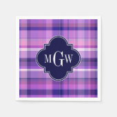 Preppy Madras Monogram van violetkleurige het Roze Servetten (Voorkant)
