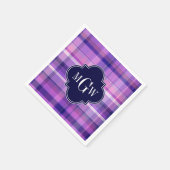 Preppy Madras Monogram van violetkleurige het Roze Servetten (Hoek)