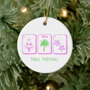 Preppy MAHJ MOMMAS Strand Mahjong Persoonlijk Keramisch Ornament
