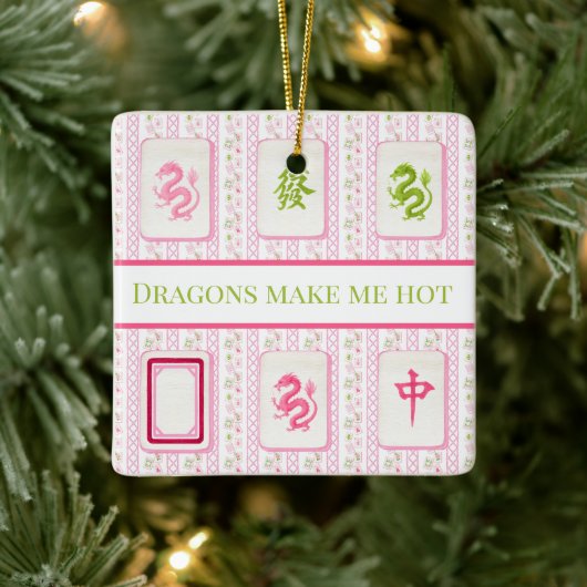 Preppy Mahjong Dragons Make Me Hot Funny Keramisch Ornament (Boom)