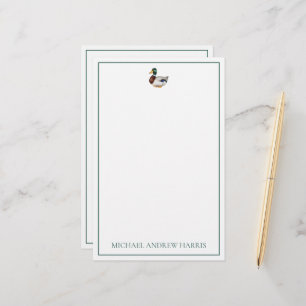 Preppy Mallard Duck gepersonaliseerd Briefpapier