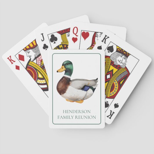 Preppy Mallard Duck gepersonaliseerd Pokerkaarten (Achterkant)