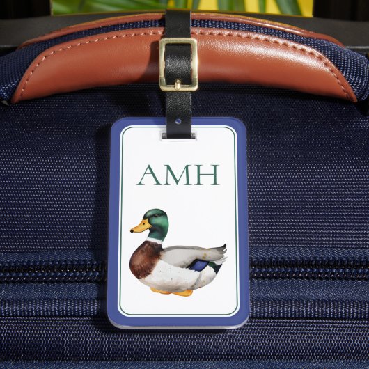 Preppy Mallard Duck-monogram Bagagelabel (Voorkant Insitu 2)