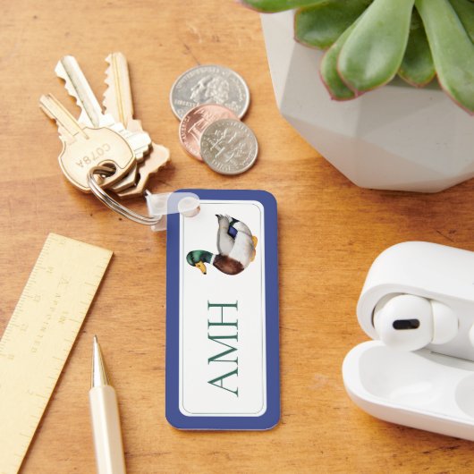 Preppy Mallard Duck-monogram Sleutelhanger (Bureau)