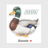 Preppy Mallard Duck-monogram Sticker (Vel)