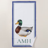 Preppy Mallard Duck-monogram Strandlaken (Voorkant)