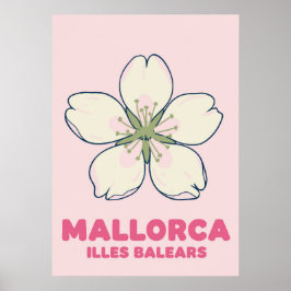 Preppy Mallorca Flower Poster – Pink Aesthetic