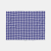 Preppy Marineblauw en Wit Patroon Houndstooth Fleece Deken (Voorkant (Horizontaal))