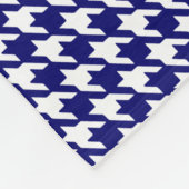 Preppy Marineblauw en Wit Patroon Houndstooth Fleece Deken (Hoek)