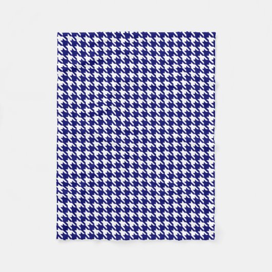 Preppy Marineblauw en Wit Patroon Houndstooth Fleece Deken (Voorkant)