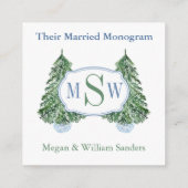 Preppy Married Monogrammen Winter Bruiloftsshower Informatiekaartje (Achterkant)