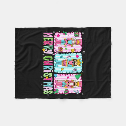 Preppy Merry Christmas Cute Nk Nutcracker Girl Wom Fleece Deken (Voorkant (Horizontaal))