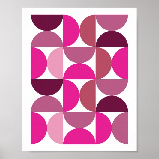 Preppy Mid Century Modern Abstract Roze esthetisch Poster (Voorkant)