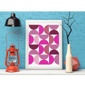 Preppy Mid Century Modern Abstract Roze esthetisch Poster