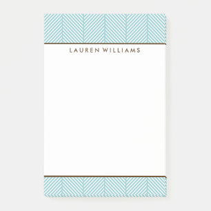 Preppy Mint Green Herringbone Pattern Post-it® Notes
