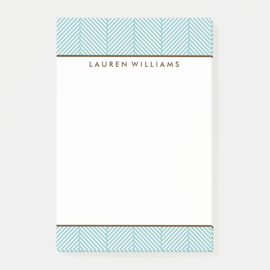 Preppy Mint Green Herringbone Pattern Post-it® Notes (Voorkant)