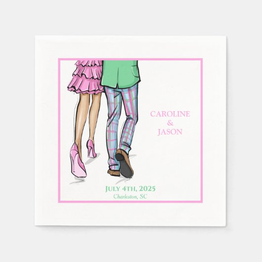 Preppy Modekoppel Bruiloft Feest Servet (Voorkant)