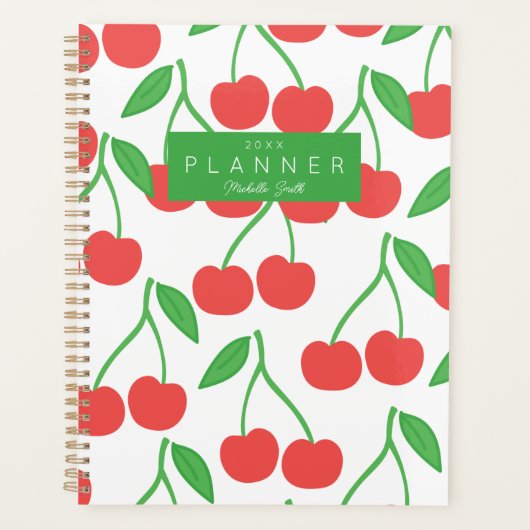 Preppy Modern Cherry Pattern Personalized Planner (Voorkant)