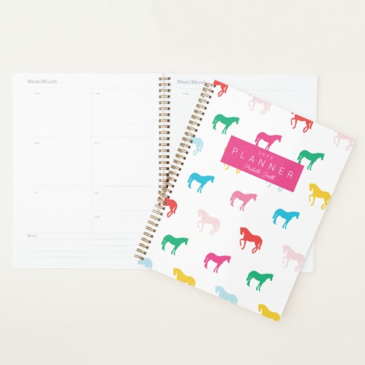 Preppy Modern Rainbow Horse Pattern, gepersonalise Planner (Display)
